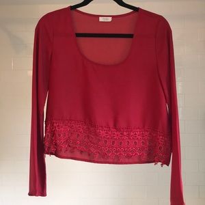 Tobi Deep Red Cropped Blouse!